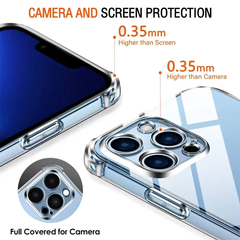 Stoßfeste transparente Silikon-Handyhülle von SFHOMIE mit Linsenschutz für iPhone 11, 12, 13, 14, 15 Pro Max Plus und Pro - Bild 3