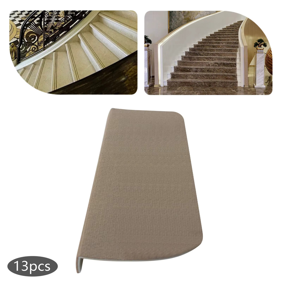 Bymaocar 13er Set rutschfeste Treppenstufen Matten in Beige, Teppich-Stufenpads für Flur und Kinderzimmer, B/T: 55 x 24 cm - Bild 2