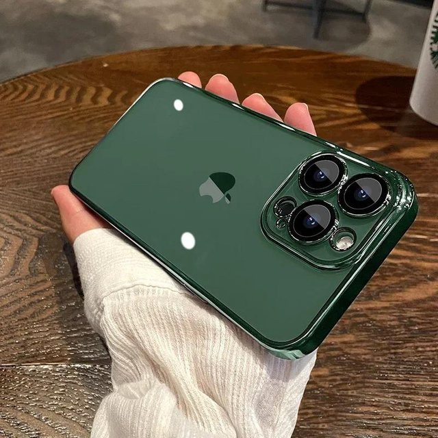 Rui Di Silikonhülle mit Linsenschutz für iPhone 16 Pro Max 15 14 13 12 11 in Grün und Transparent - Bild 1