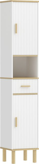 HOMCOM Badezimmerschrank in Weiß mit Schublade und verstellbaren Einlegeböden, B/T/H: 31,5 x 29,7 x 171,5 cm - Bild 1