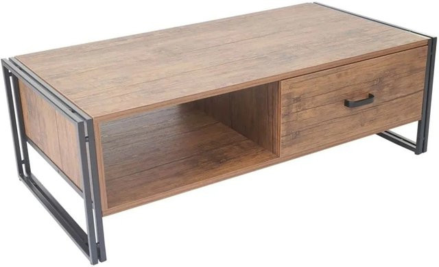 Couchtisch MCW A27 in Wildeiche-Optik mit 3D-Struktur aus Metall und MDF, Braun, B/T/H: 120 x 41 x 60 cm - Bild 2