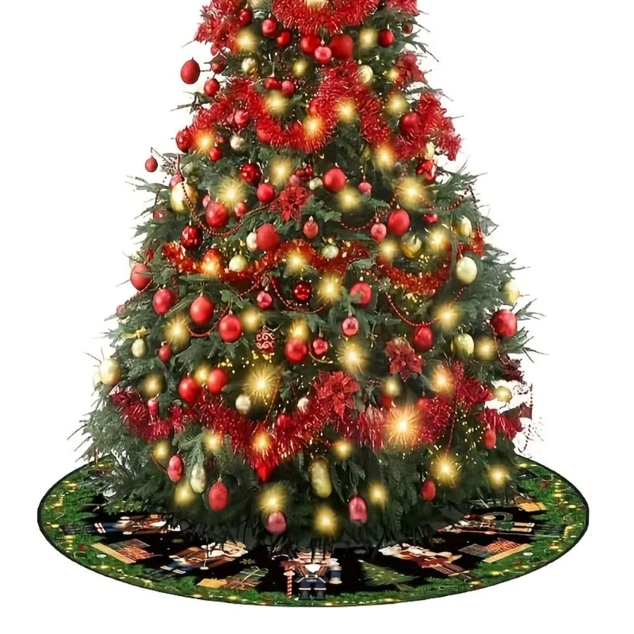 VIKAMA Weihnachtsbaumrock mit festlichem Faltenbesatz in Schwarz für drinnen und draußen - Bild 3