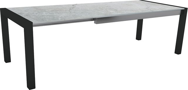 Stern Ausziehtisch aus Aluminium in Schwarz Matt mit Dekton Tischplatte Lava Hellgrau B/T: 174 bis 234 x 90 cm - Bild 1