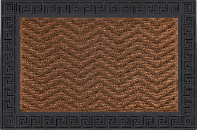 Relaxdays Fußmatte aus Polypropylen in Braun mit Zickzack-Muster, rutschfest und modern, B/T/H: 60 x 40 x 1 cm - Bild 1