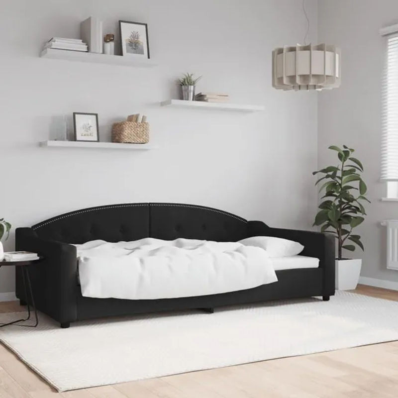 Vidaxl Schlafsofa in Schwarz mit Stoffbezug, Modern und Minimalistisch, Breite: 100 cm, Länge: 200 cm - Bild 1