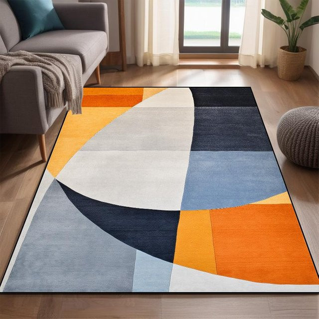 Moderner Teppich im nordischen Stil mit geometrischem Muster, waschbar und rutschfest, B/T: 100 x 160 cm, mehrfarbig - Bild 1