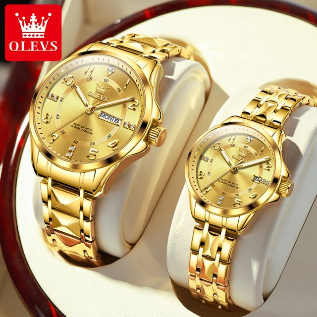 OLEVS Armbanduhr, Edelstahl, Gold, Roségold, Analoguhr, Unisex - Bild 1