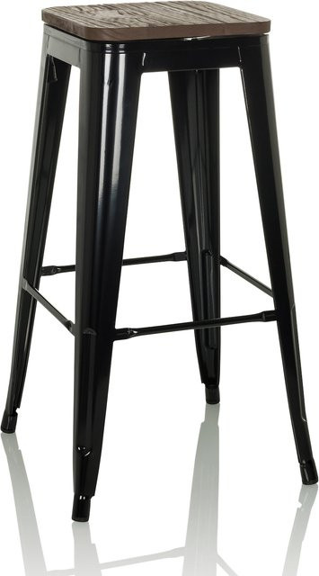 hjh OFFICE Barhocker VANTAGGIO HIGH WS aus Stahl und Ulmenholz ohne Armlehnen - Bild 1