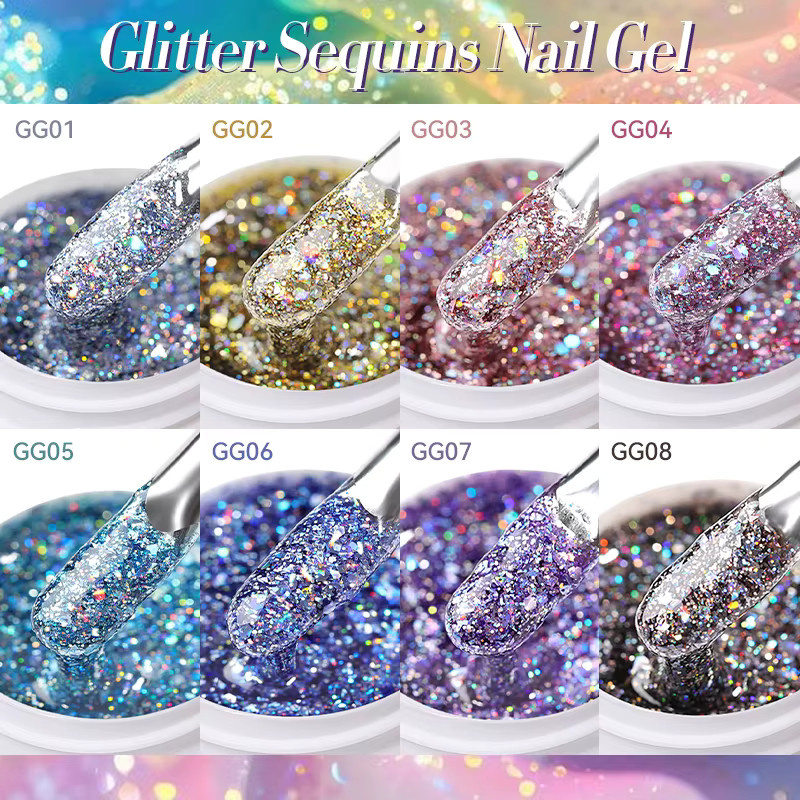 LILYCUTE Glitzer-Pailletten-Gel-Nagellack, 7 ml, bunt, glänzend - Bild 4