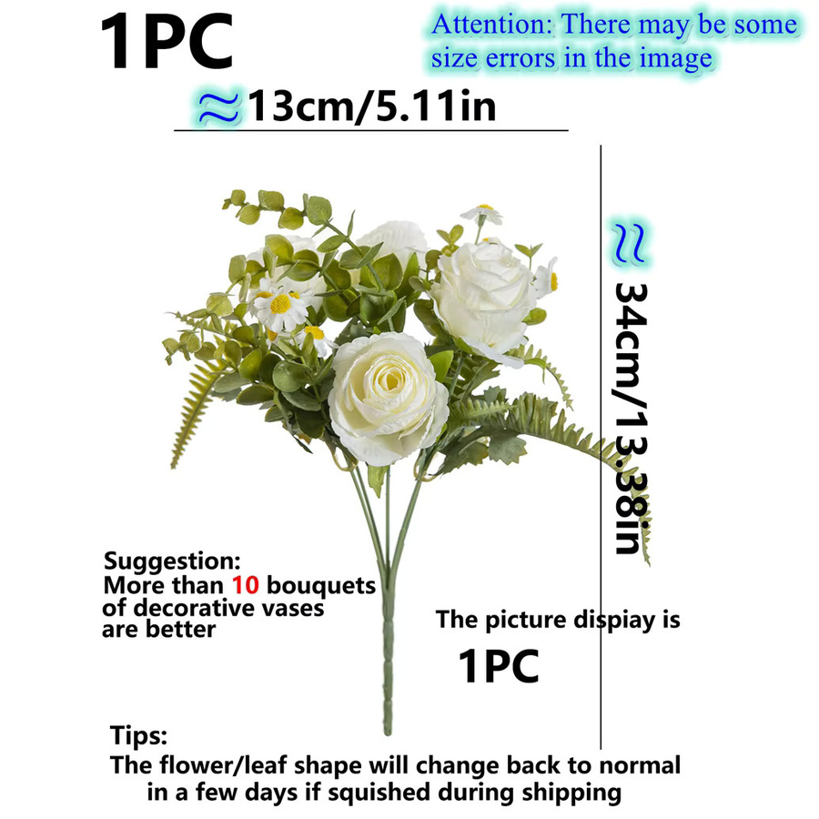 Simulierte Rose in Weiß für Dekorationen zu Valentinstag, Hochzeit und Frühling - Bild 1