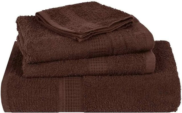 vidaXL Handtuch-Set aus 100% Baumwolle, 4 Stück, Braun, B/H: 100 x 200 cm, 360 g/m² - Bild 1