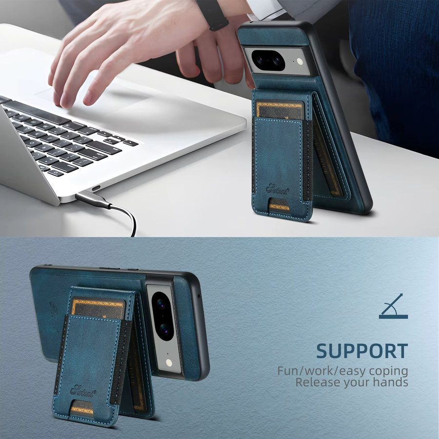 SUTENI Kunstleder Handyhülle mit Magnet Kartenhalter und Ständer für Google Pixel 10 Pro XL 9 8A 7 6 in Braun oder Blau - Bild 3