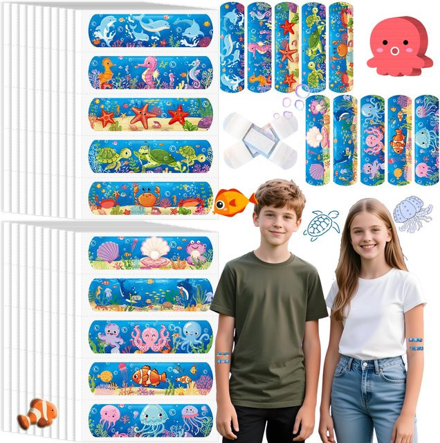 SMILE PLUS Cartoon-Pflaster für Kinder, Ozean- und Meerestiere - Bild 1