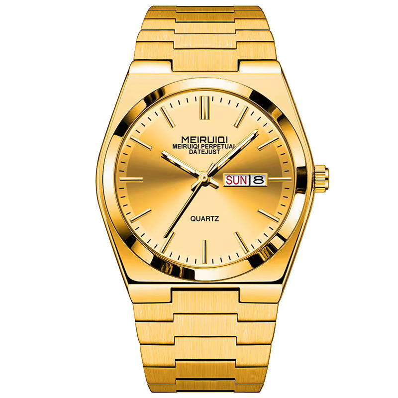 MEIRUIQI Armbanduhr Edelstahl, Gold, Quarz, Herren - Bild 6