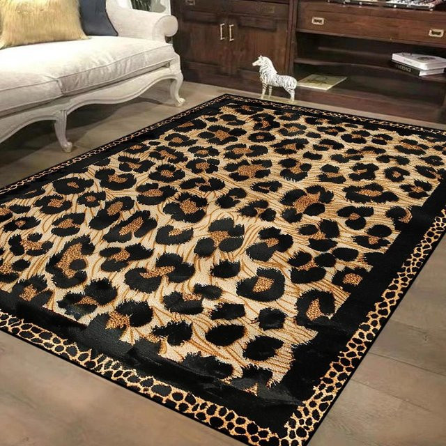 Karpetti Dekorativer Teppich mit Leopardenmuster im nordischen Stil, weicher Flanell, rutschfest und pflegeleicht, B/T: 200 x 230 cm, Multicolour - Bild 1