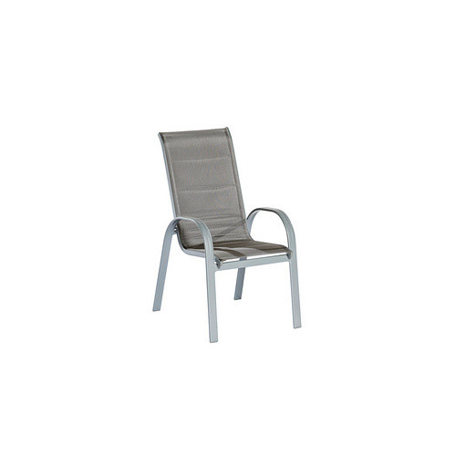 Merxx Gartenmöbelset Amalfi di Lusso 9-teilig mit ausziehbarem Gartentisch und 8 Stapelsesseln aus Aluminium und Textil in Silber, Braun und Grau - Bild 2