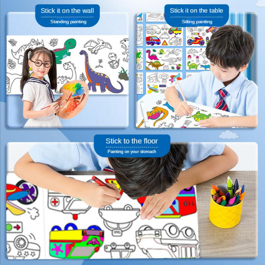 OLOEY DIY Zeichenrolle Ausmalpapier Lernspielzeug für Kinder 3-6 Jahre - Bild 1