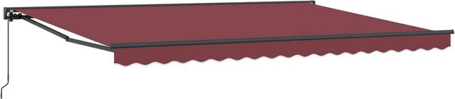 vidaXL Manuell Einziehbare Markise Bordeauxrot mit Semi-Cassette aus Polyester und Stahl, Breite: 4 m, Tiefe: 3,5 m - Bild 1
