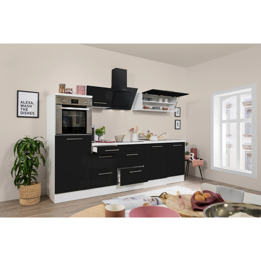 Respekta Premium Küchenzeile modern in Schwarz Hochglanz und Weiß mit Soft-Close-Türen und Schubladen - Bild 2