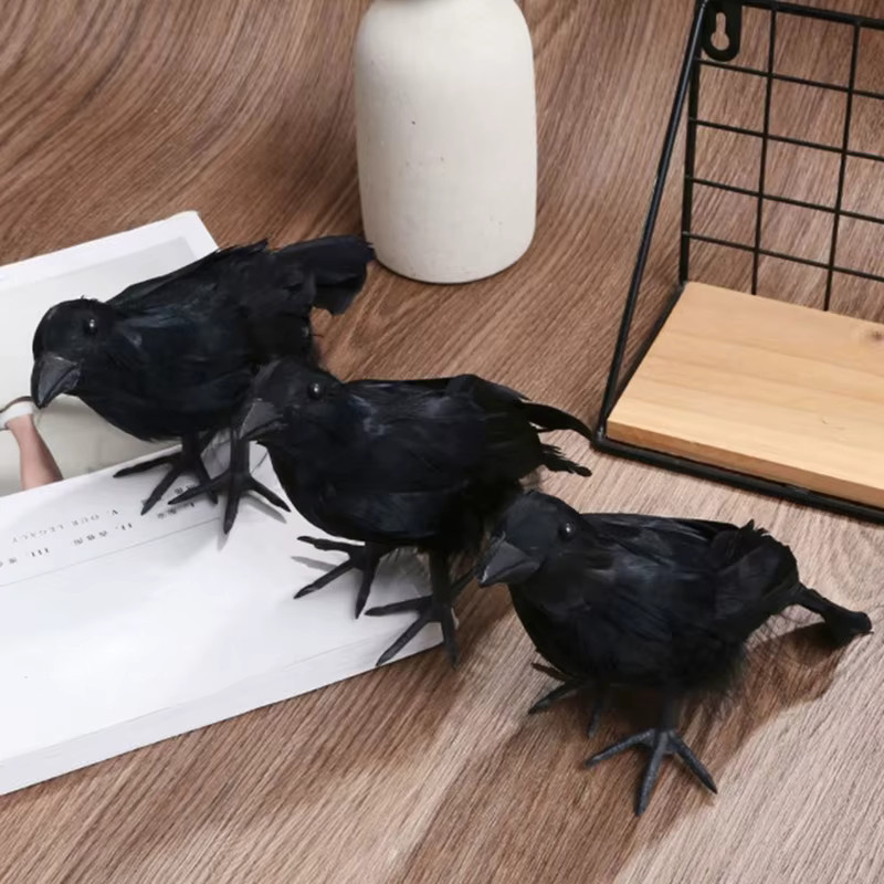 Schwarze Simulation Krähe als Vogelscheuche zur Schädlingsbekämpfung für Garten und Außenbereich - Bild 3