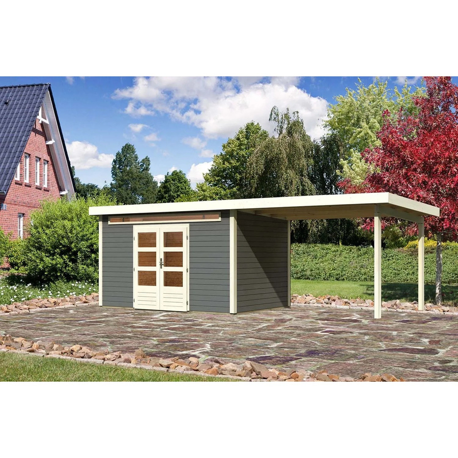 Karibu Holz-Gartenhaus Kumla 7 Pultdach in Terragrau mit modernem Design, B/T: 360 x 240 cm - Bild 2