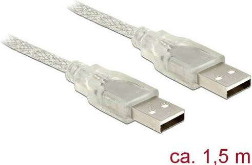 Delock USB 2.0 Kabel mit USB-A Stecker, transparent, 1,5 m Länge mit Ferritkern - Bild 1