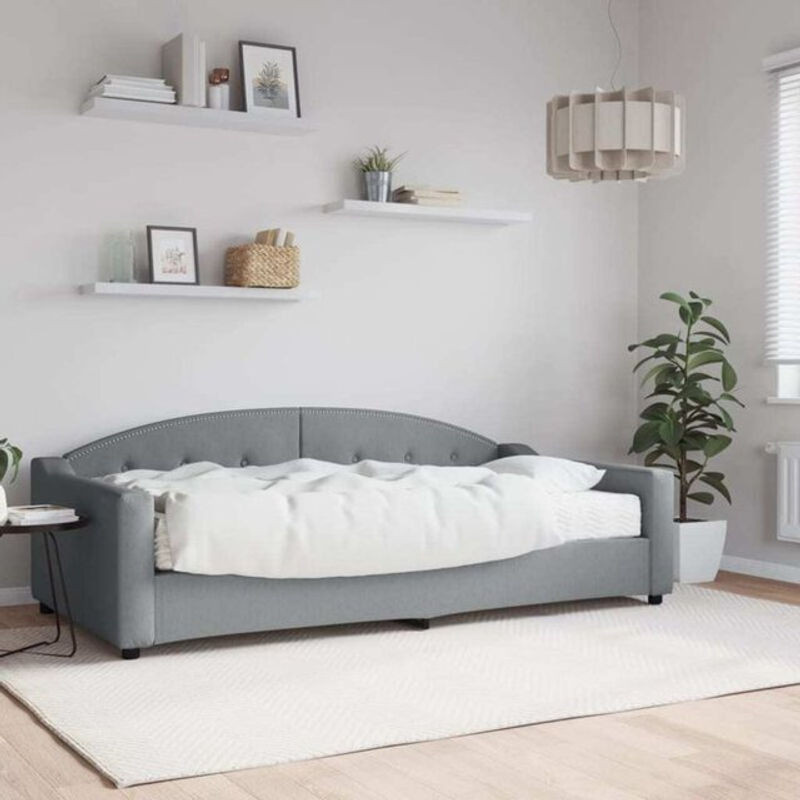 vidaxl Tagesbett mit Matratze aus Stoff und Metall in Grau, B/T: 100 x 200 cm - Bild 1