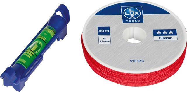 LUX-TOOLS Wasserwaage mit Maurerschnur 40 m x Ø 1 mm in Multicolor - Bild 1