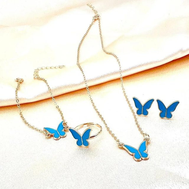 Lucky Star Jewelry Schmuck-Set, Schmetterling, Emaille, Zirkonia, Damen, Goldfarbe - Bild 1