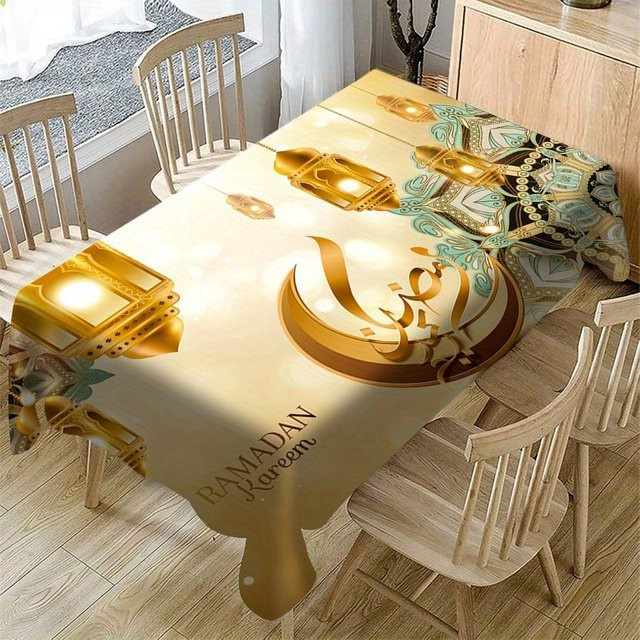 ZZN Ramadan Kareem Tischdecke in Gold mit Mandala-Muster aus Polyester - Bild 1