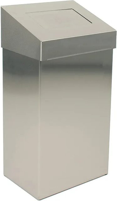 PROREGAL Abfallbehälter mit Pushdeckel aus Edelstahl in Silber, Volumen: 50 Liter, H x B x T: 68 x 38 x 25 cm - Bild 1