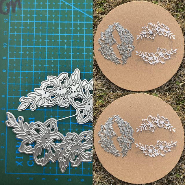 Metall-Stanzenform Blumen und Blätter in Silber für DIY-Bastelarbeiten und Scrapbooking - Bild 1