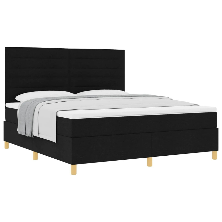 vidaXL Boxspringbett mit Matratze Schwarz Stoff B/T/H: 180 x 200 x 203 cm - Bild 2