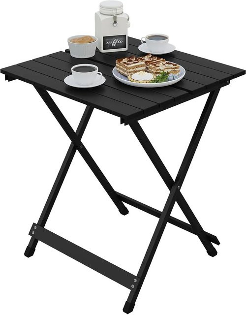 WOLTU Klapptisch aus Aluminiumlegierung in Schwarz für Garten, Camping und Balkon, B/T/H: 59,5 x 47,0 x 25,0 cm - Bild 1