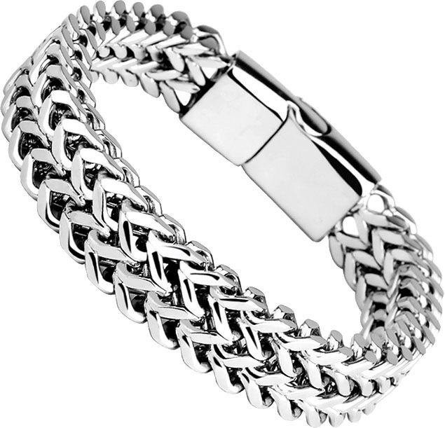 Zorioneko Armband Schlangenkette, Titan Stahl, Silber, Herren, 21cm - Bild 1