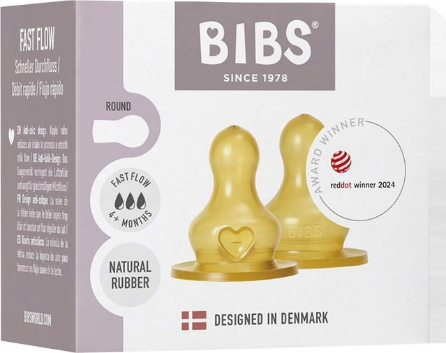 BIBS 2er-Pack Sauger aus Latex in Transparent und Gelb, BPA-frei, ab 6 Monaten - Bild 1