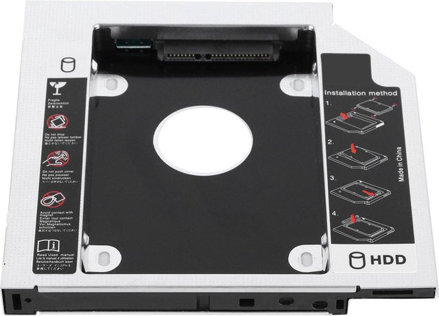 mfySpace SATA 3.0 HDD Caddy aus Aluminiumlegierung für Laptop, Schwarz, Höhe: 12,7 mm - Bild 1