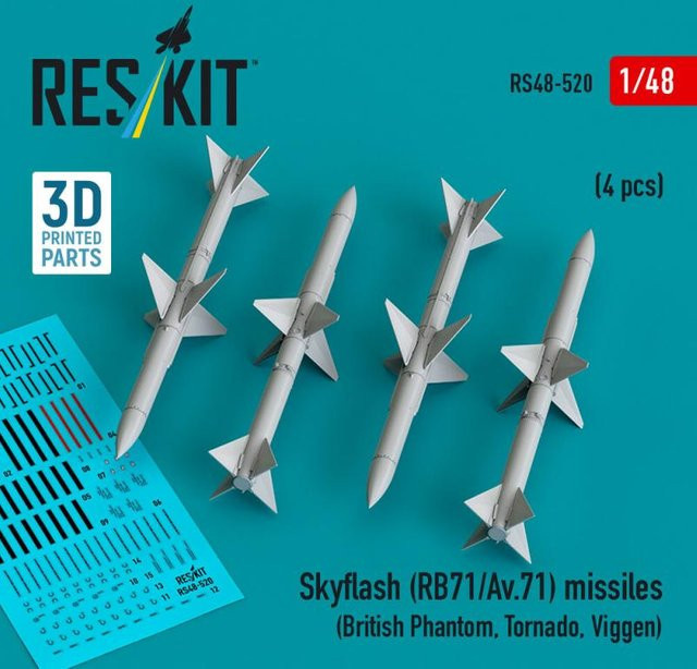 ResKit Models Skyflash (RB71/Av.71) Missiles, 4-teiliges Set, 3D Printed - Bild 1