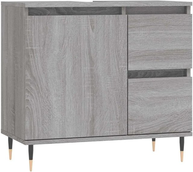 vidaXL Badschrank in Grau Sonoma im industriellen Stil aus Holzwerkstoff und Eisen, B/T/H: 65 x 33 x 60 cm - Bild 1