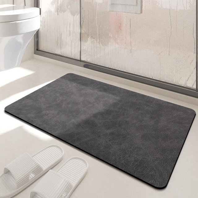 Saugfähige Badezimmer-Bodenmatte von Yiran Furniture, grau gestreift, schnelltrocknend und rutschfest, B/T: 40 x 30 cm - Bild 1