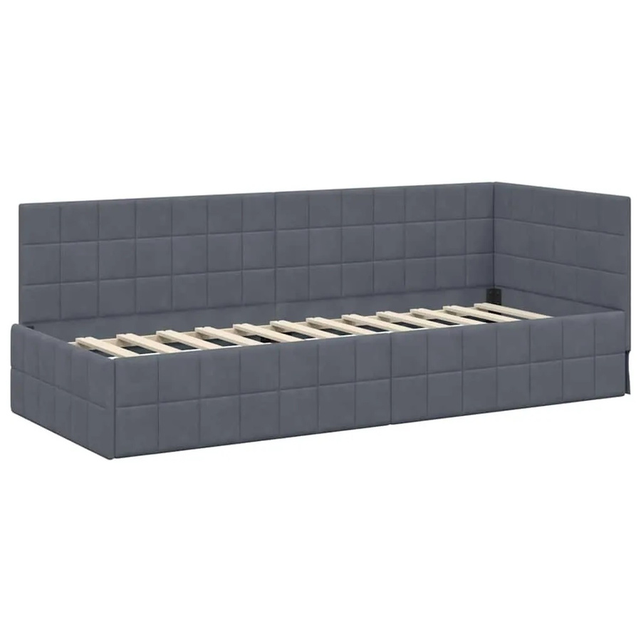 vidaXL Eckbettgestell mit Kopfteil in Dunkelgrau, B/T/H: 80 x 200 x 140 cm - Bild 2