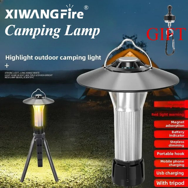 XIWANGFIRE LED Camping Laterne mit Magnet und Haken, dimmbar und per USB-C aufladbar, weiß - Bild 1