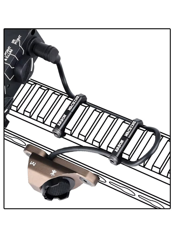 3-teiliges SureFire Kabelmanagement-Set mit Kabelführungsklammern für M300 M600 Scout Light und PEQ Druckschalter in Schwarz und Beige - Bild 3