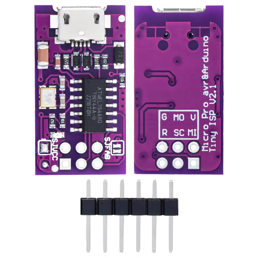 EGBO USBTinyISP Programmiermodul für ATtiny44 ATtiny45 ATtiny85 Mikrocontroller in Lila mit Micro USB Anschluss - Bild 4