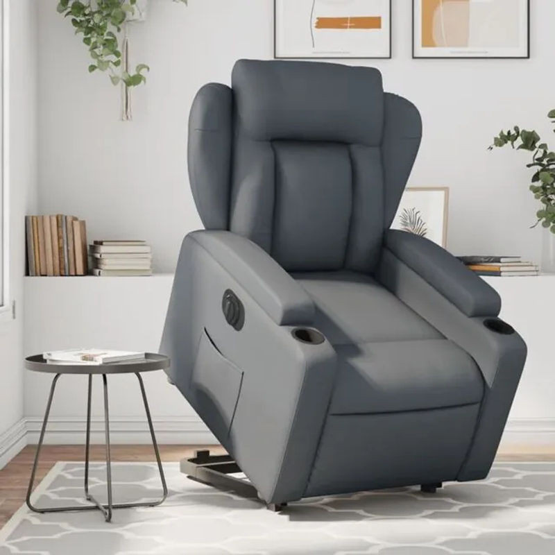 Elektrischer Relaxsessel mit Aufstehhilfe von vidaxl in Grau aus Kunstleder und Metall - Bild 1