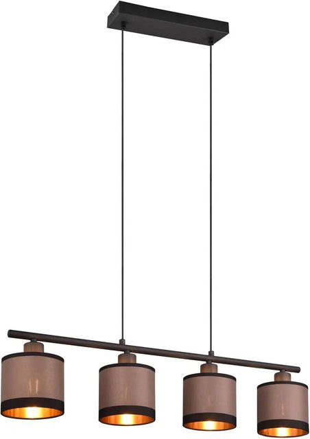 Reality Pendelleuchte Davos 4-flammig Schwarz Matt mit Textilstoff, Durchmesser: 75 cm, Höhe: 12 cm - Bild 1