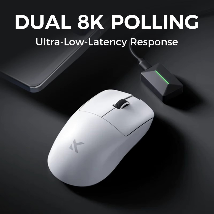 MCHOSE L7 Kabellose Gaming-Maus in Weiß mit PAW3395 26K-Sensor, Dual 8K Polling und ultraleichtem 39 g Design, Tri-Mode Verbindung (2,4 GHz, Bluetooth, kabelgebunden) - Bild 2