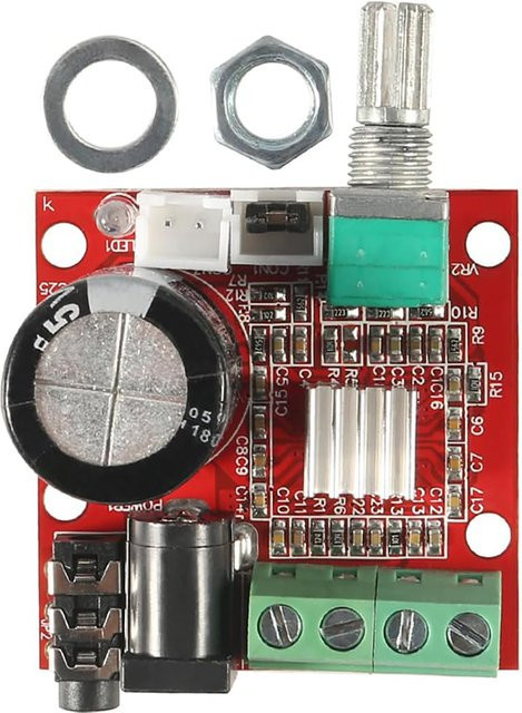AOKIN PAM8610 Mini-Stereo-Audio-Verstärkungsplatine Klasse D Zweikanal-Verstärkermodul Rot 10 W + 10 W 12 V DC - Bild 1