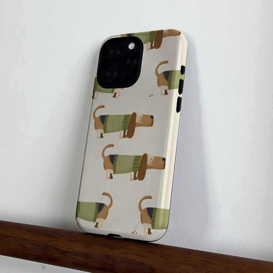 CaseLumi Matte Bumper MagSafe Schutzhülle für iPhone 17 16 15 14 13 Pro Max mit Dackel im Pullover Motiv, Stoßfeste PC-Hülle, Mehrfarbig - Bild 3