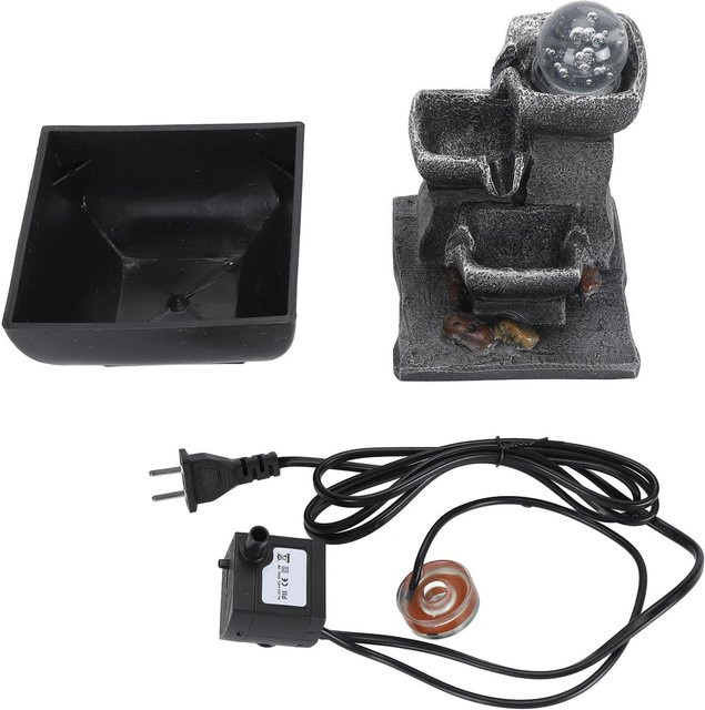 OutsideWorld Tischbrunnen Klein mit 3 Stufen Wasserfall und LED-Beleuchtung - Bild 1